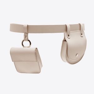 Zara stone color leather belt with coin pockets